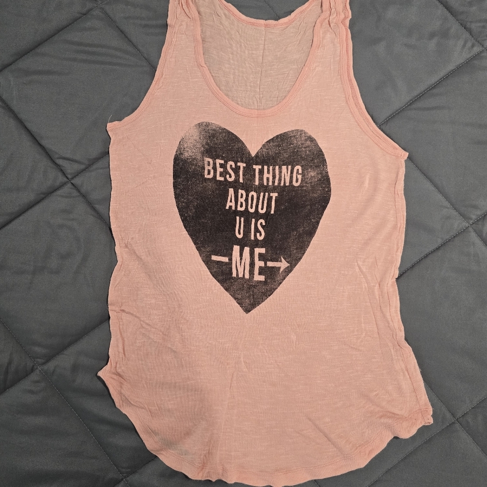 Coral Pink Heart Graphic Women's Tank Top